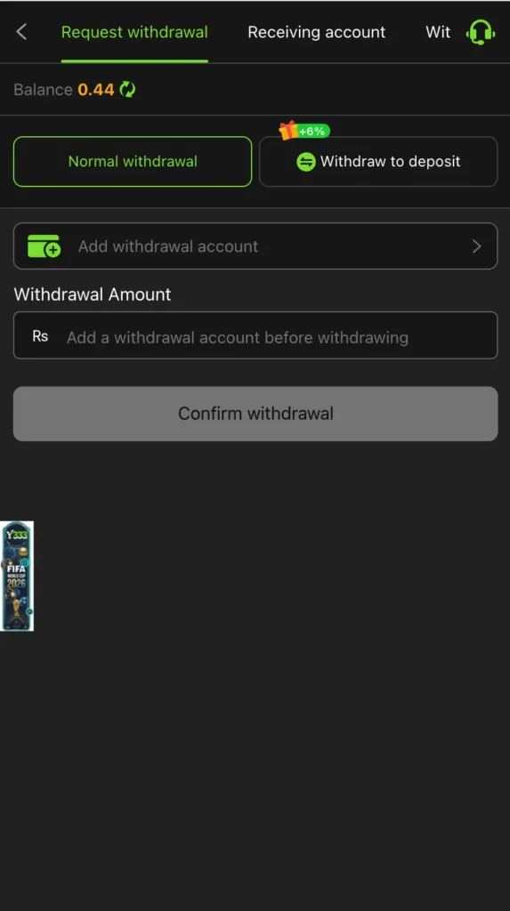 y333 withdraw